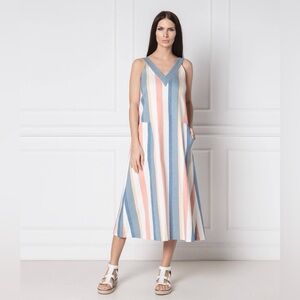 HUGO BOSS ORANGE
ANAMY SLEEVELESS DRESS IN
BLUE